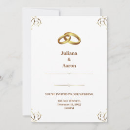 Elegante Witte Gouden Huwelijksuitnodiging Kaart