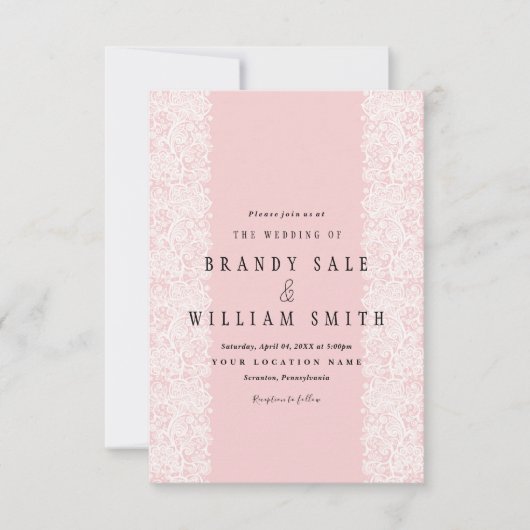 Elegante witte gouden kant roze Sangria bruiloft K Kaart (Voorkant)