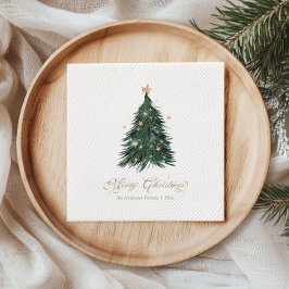 Elegante witte gouden kerstboom servet