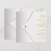 Elegante witte gouden kruis doop kaart (Voorkant / Achterkant)