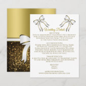 Elegante witte & gouden lint bruiloft details informatiekaartje (Voorkant / Achterkant)