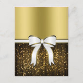 Elegante witte & gouden lint bruiloft details informatiekaartje (Achterkant)