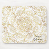 Elegante Witte Gouden Mandala Bloemstuk  Muismat (Voorkant)