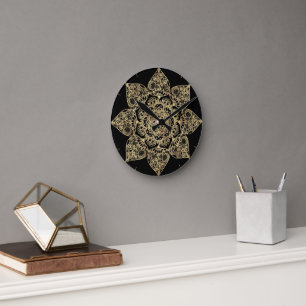 Elegante Witte Gouden Mandala Bloemstuk Ronde Klok