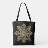 Elegante Witte Gouden Mandala Bloemstuk Tote Bag (Achterkant)