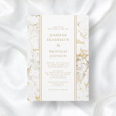 Elegante witte & gouden marmeren bruiloft kaart