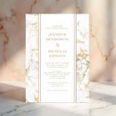 Elegante witte & gouden marmeren bruiloft kaart
