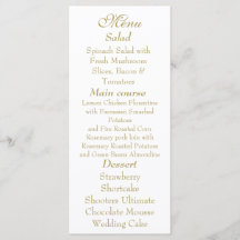 Elegante witte & gouden menukaart