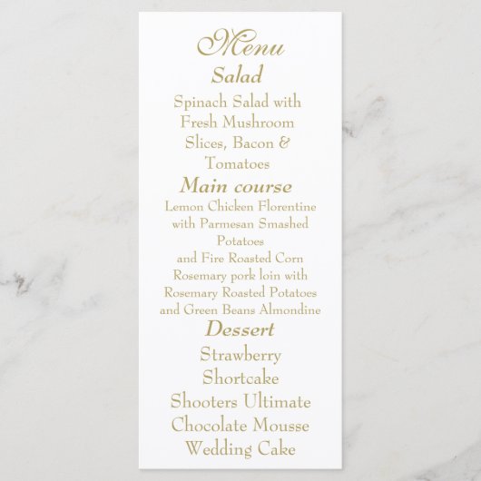 Elegante witte & gouden menukaart (Voorkant)