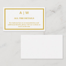 Elegante witte gouden minimale huwelijksbijlagekaa informatiekaartje