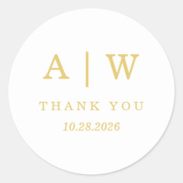 Elegante witte gouden minimale huwelijksenvelopzeg ronde sticker