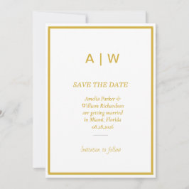 Elegante witte gouden minimale Save the Date kaart