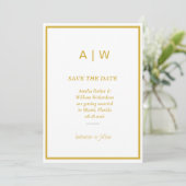 Elegante witte gouden minimale Save the Date kaart (Staand voorkant)