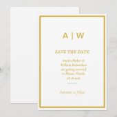 Elegante witte gouden minimale Save the Date kaart (Voorkant / Achterkant)
