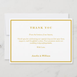 Elegante witte gouden minimale trouw-bedankkaart bedankkaart