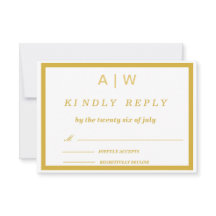 Elegante witte gouden minimale trouw-RSVP kaart