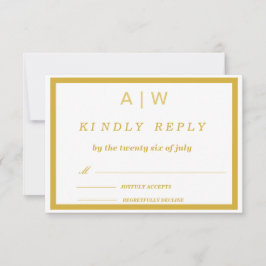 Elegante witte gouden minimale trouw-RSVP kaart