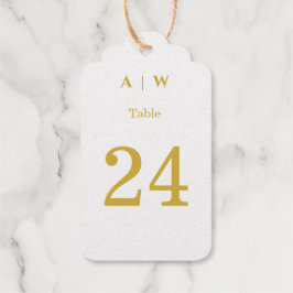 Elegante witte gouden minimale trouwgunsttag cadeaulabels