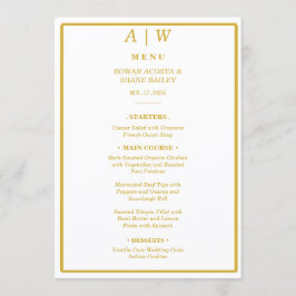 Elegante witte gouden minimalistische huwelijksmen menu