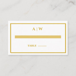 Elegante witte gouden minimalistische huwelijkspla plaatskaartje