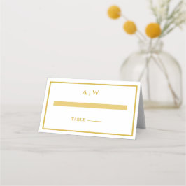 Elegante witte gouden minimalistische huwelijkspla plaatskaartje
