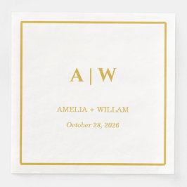 Elegante witte gouden minimalistische trouw servet