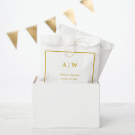 Elegante witte gouden minimalistische trouwgunstta bedankzakje