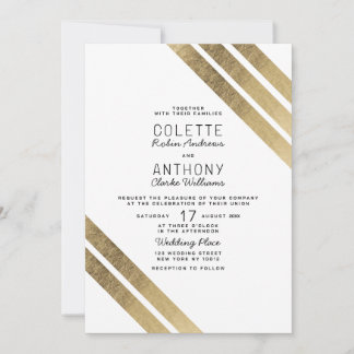 Elegante witte gouden moderne geometrische trouw kaart