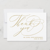 Elegante witte gouden moderne huwelijks tekst bedankkaart (Voorkant)