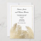 Elegante witte gouden palmboom tropische bruiloft kaart (Voorkant)