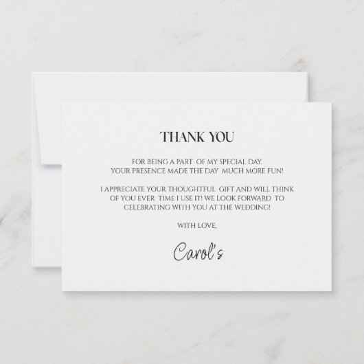 Elegante witte gouden parels & Prosecco bruidsfees Bedankkaart (Achterkant)