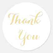 Elegante witte gouden partij gunsten bruiloft dank ronde sticker (Voorkant)