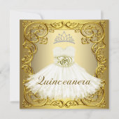 Elegante witte gouden Quinceanera Uitnodigingen (Voorkant)