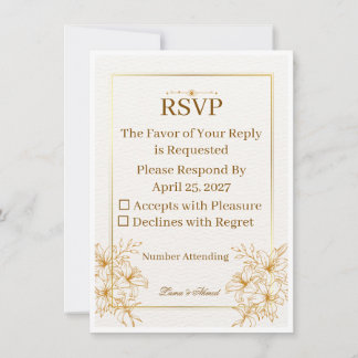 Elegante witte gouden RSVP-trouwkaart | Luxe mini