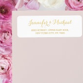 Elegante witte gouden script huwelijksretouradres etiket