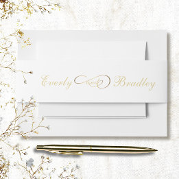 Elegante witte gouden script traditionele klassiek uitnodigingen wikkel