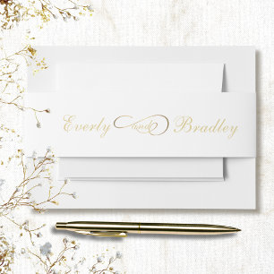 Elegante witte gouden script traditionele klassiek uitnodigingen wikkel