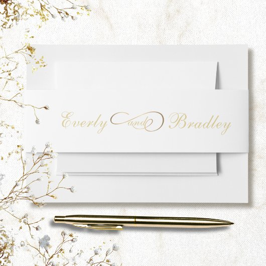 Elegante witte gouden script traditionele klassiek uitnodigingen wikkel