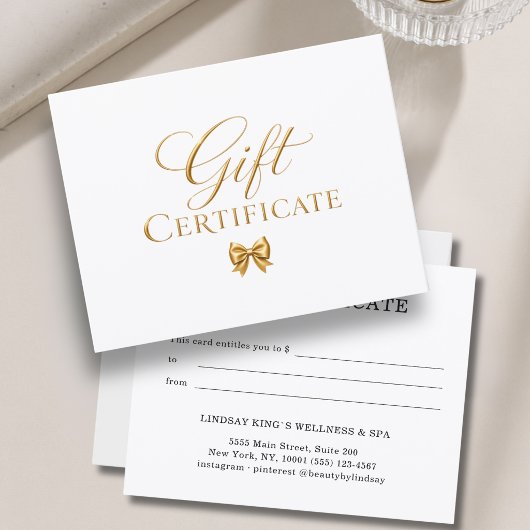 Elegante witte gouden strikte cadeaubon