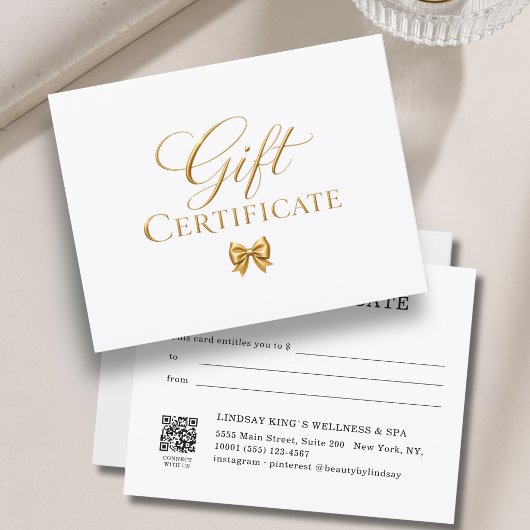 Elegante witte gouden strikte cadeaubon