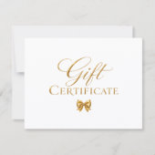 Elegante witte gouden strikte cadeaubon (Voorkant)