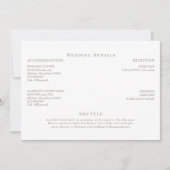 Elegante witte & gouden tekst bruiloft details kaart (Voorkant)