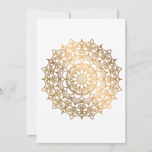 Elegante witte gouden traditionele Mandala bruilof Kaart (Achterkant)