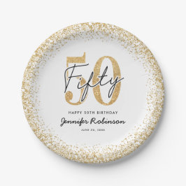 Elegante witte gouden verjaardagsfeestplaten voor  papieren bordje