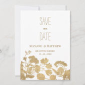 Elegante witte gouden wilde bloem lux Save the Dat Kaart (Voorkant)