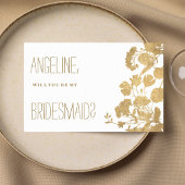 Elegante witte gouden wilde bloem luxe bruidsmeisj kaart