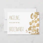 Elegante witte gouden wilde bloem luxe bruidsmeisj kaart (Voorkant)
