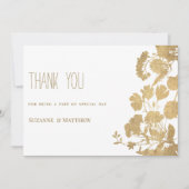 Elegante witte gouden wildflower luxe Dank u Kaart (Voorkant)