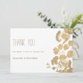 Elegante witte gouden wildflower luxe Dank u Kaart (Staand voorkant)