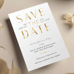 Elegante witte & gouden zakelijke evenementen zake save the date<br><div class="desc">Maak stijlvolle "Save the Date"-kaarten voor uw bedrijf met dit elegante nep gouden ontwerp voor een uitnodiging voor een bedrijfs evenement. Deze witte en goudkleurige "save the date" uitnodiging is ideaal voor een galabal, een bedrijfsjubileum, diner- en drankfeesten en nog veel meer! Met het opvallende gouden typografie ontwerp kunt u...</div>